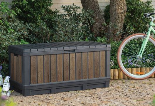 92 Gallon Deck Box Signature Storage Box Walnut Brown - Keter US