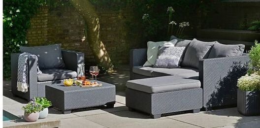 Salta 3 Seater Settee Outdoor Sofa - Graphite - Keter US
