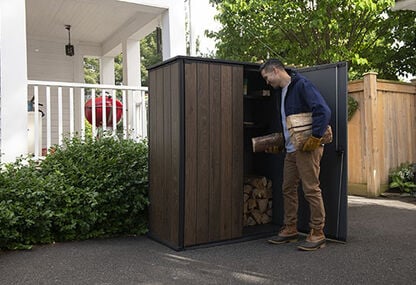 Signature Vertical Storage Shed in Walnut Brown - 4.6x2.4 Shed - Keter US