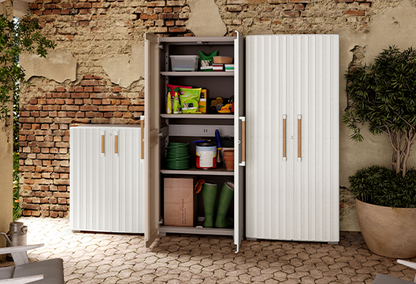 Armario alto de exterior Groove - 180x45x80 cm. - Beige