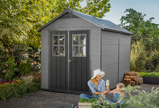Newton Graphite Large Storage Shed - 7.5x11 Shed - Keter US