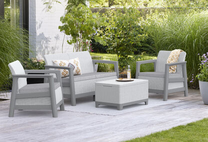 Scandi Linea 4 Seater Lounge Set with Storage Table - Grey