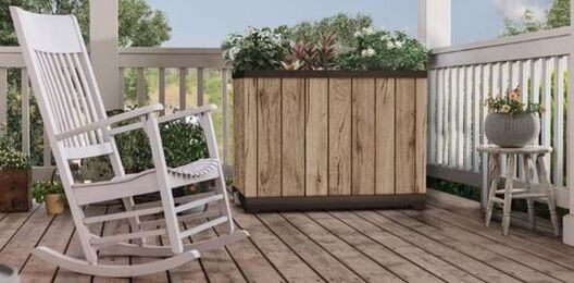 Self Watering Pine Brown Tall Rectangular Planter - Keter US