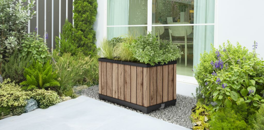 Self Watering Pine Brown Large Rectangular Planter - Keter US