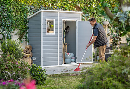 Caseta de exterior Manor Pent 6x4 - 183,5x111x200,5 cm y 1,8m2 - Gris