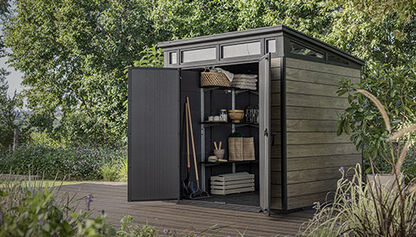 Signature Ashwood Brown Medium Storage Shed - 7x7 Shed - Keter US