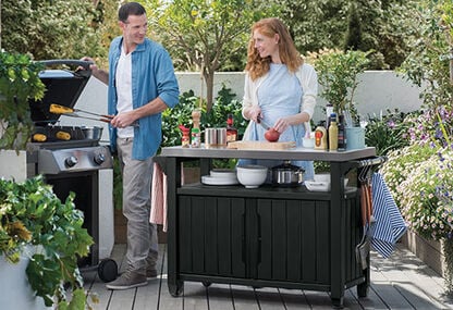 Desserte barbecue Unity XL 207L - Anthracite, desserte extérieur | Keter
