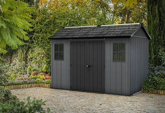 Newton Graphite Large Storage Shed - 11x7.5 Shed - Keter US