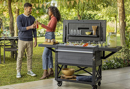 Graphite Patio Cooler and Beverage Cart - Keter US