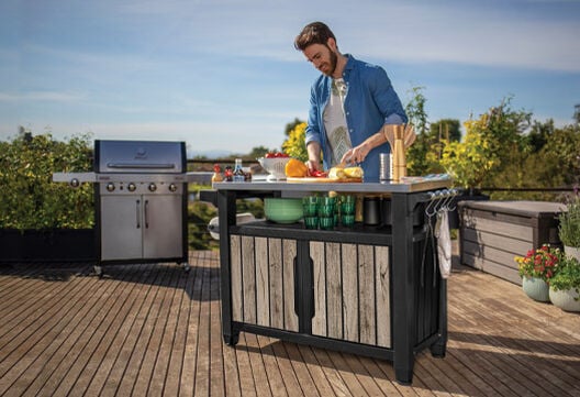 Unity XL Outdoor Kitchen BBQ Table  - Ashwood Brown