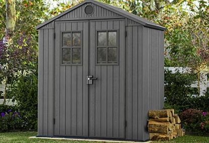 Darwin 6x4 Shed Graphite Storage Shed With Front Windows - Keter US