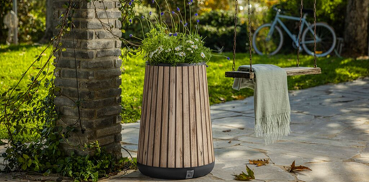 Self Watering Pine Brown Conical Tall Planter - Keter US