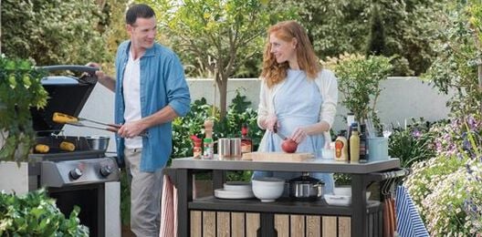 Unity XL Ashwood Outdoor Kitchen Cart With Storage - Keter US