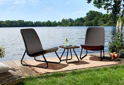 Rio Patio Rattan Look Outdoor Seating Set of 3 Graphite - Keter US