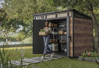 Signature Walnut Brown Storage Shed - 9x7 Shed - Keter US