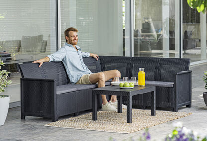 Emma 5 Seater Corner Set - Graphite