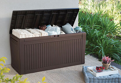 Arcón de exterior Comfy 117x45x57 cm y 270L - Marrón