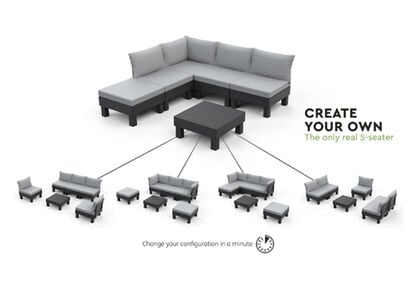 Elements 5 Seater Corner Modular Lounge Set - Graphite