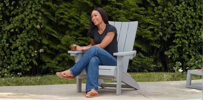 Modern Adirondack Chair With Cup Holder Grey - Keter US