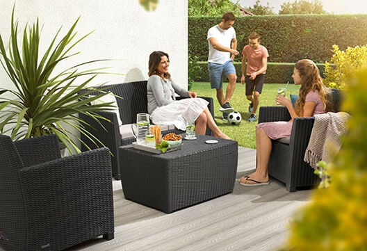 Mia 4 Seater Lounge Set With Storage Table - Graphite
