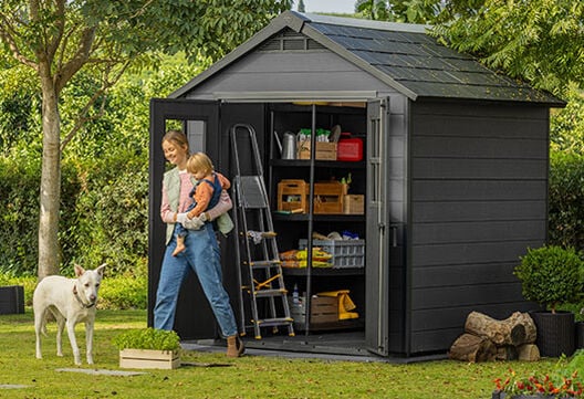 Newton Graphite Large Storage Shed - 7.5x7 Shed - Keter US