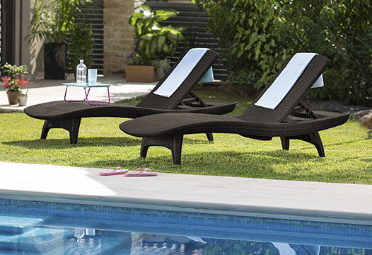 2-Pack All-Weather Modern Outdoor Patio Chaise Lounge Chairs Brown 