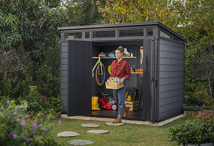 Cortina Graphite Storage Shed - 9x7 Shed - Keter US
