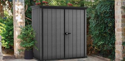 Cortina Fortis XL Outdoor Vertical Storage Shed - Graphite - Keter US
