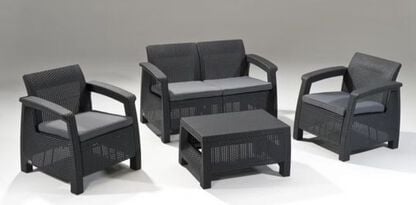 Corfu 4-Piece Patio Conversation Set - Graphite - Keter Canada