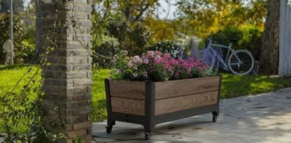 Signature 24 Gallon Rolling Planter - Walnut Brown - Keter Canada