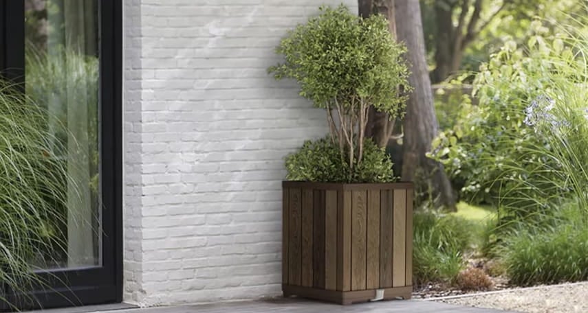 Maceta Signature alto imitación madera