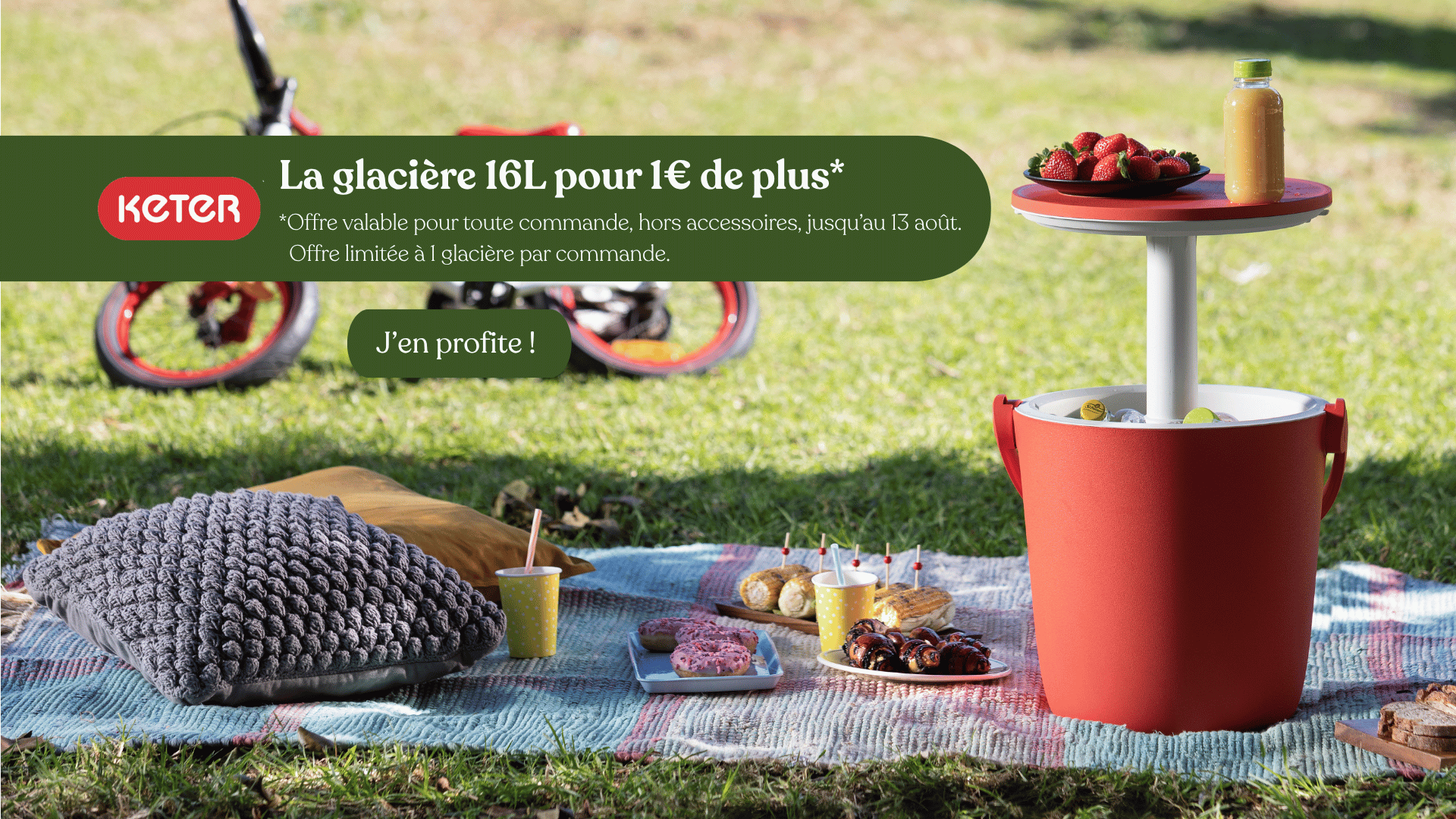 Offre glaci&egrave;re 16L rouge &agrave; 1&euro; pour toute commande sur le site