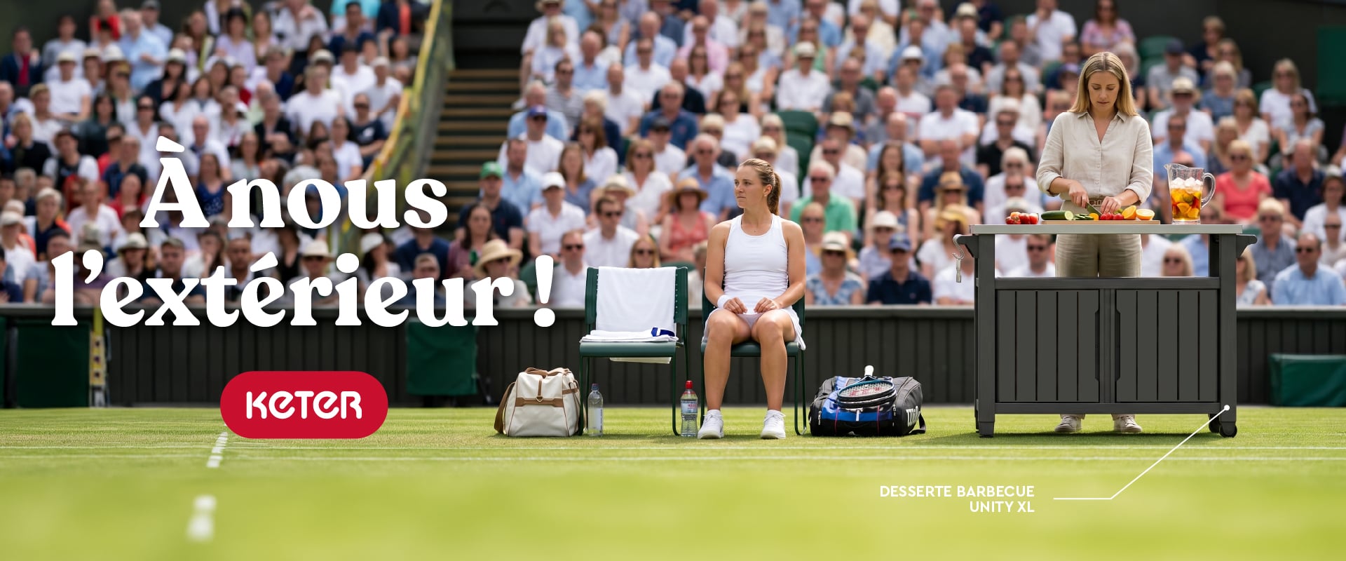Desserte barbecue sur un court de tennis