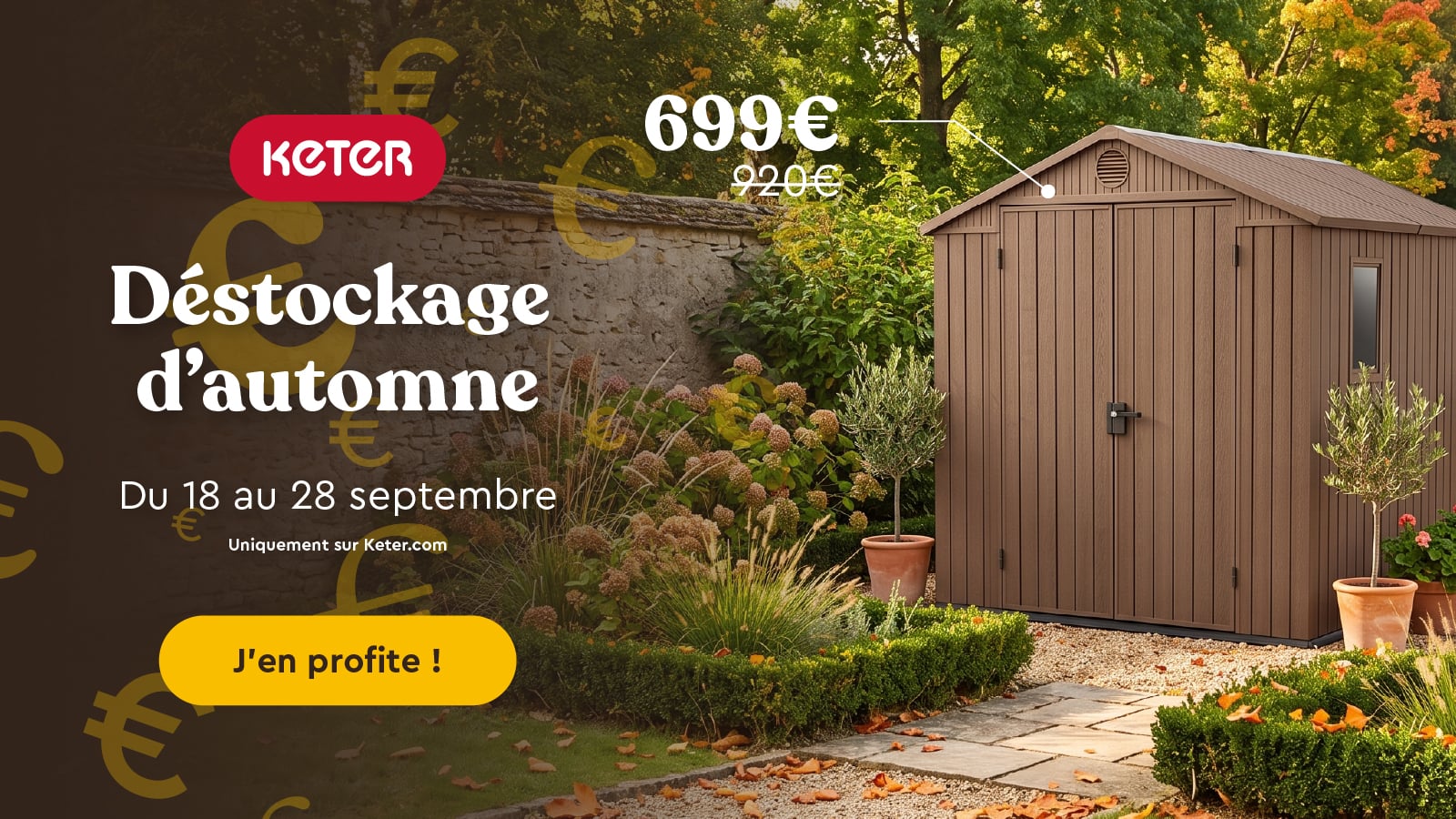 Abri de jardin marron en d&eacute;stockage &agrave; 699&euro;