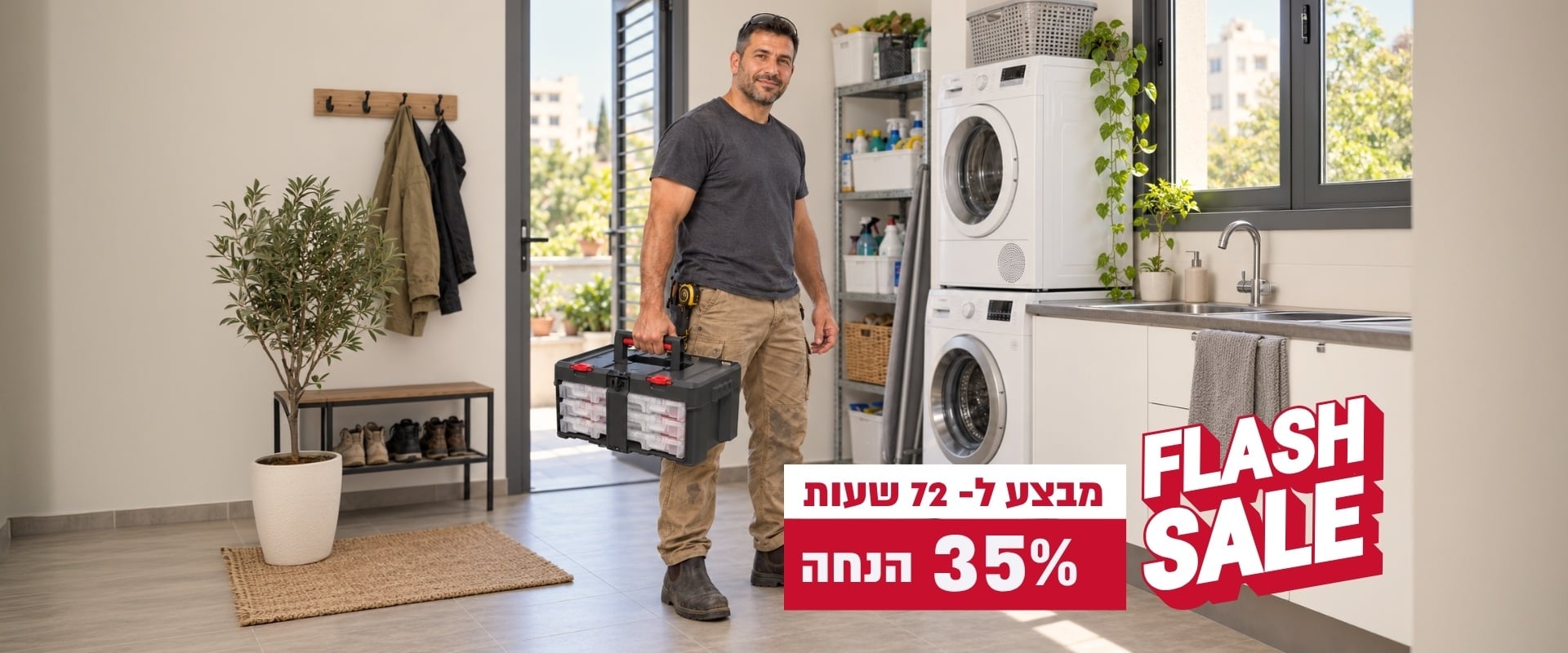 פלאש סייל 72 שעות -  35% על פתרונות נבחרים לכלי עבודה