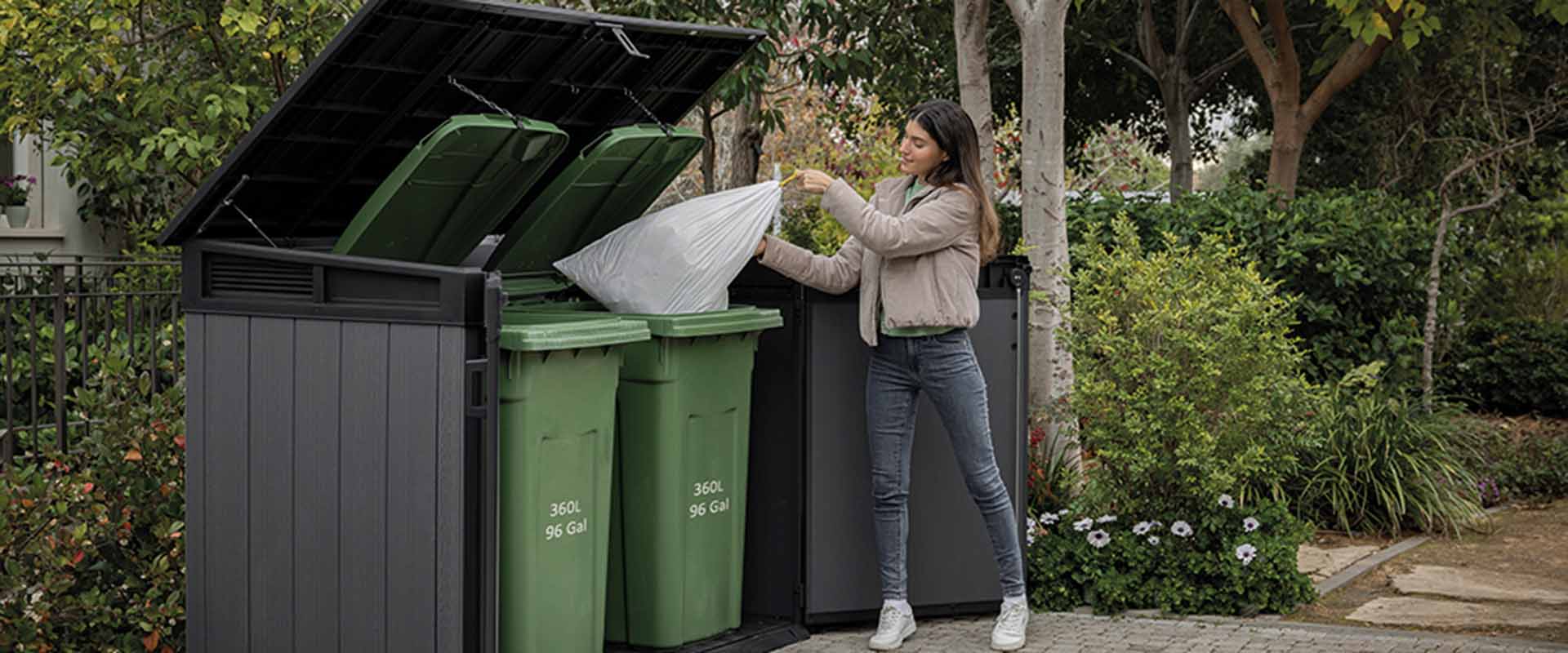 keter cortina mega smal trash can shed gray